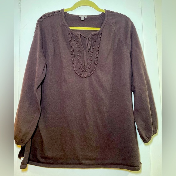 JJill 2XL Brown Sweater with Knitted Detail - Picture 1 of 11